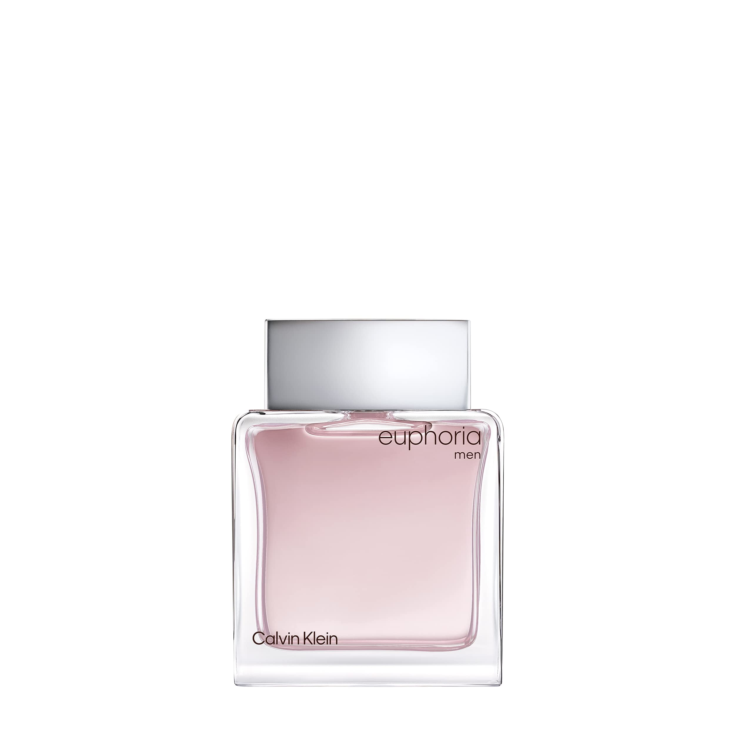 Calvin Klein Euphoria for men perfume bottle with light pink fragrance and silver cap