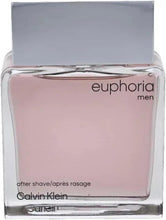 Calvin Klein Euphoria men after shave balm bottle with pink liquid, in clear base