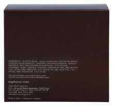 Dark brown box back with ingredient list for Calvin Klein Euphoria men after shave balm