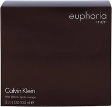 Dark brown box for Calvin Klein Euphoria men after shave balm, front label