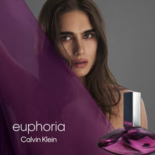 Calvin Klein Euphoria Eau de Parfum bottle with white cap, magenta glass