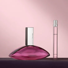 Calvin Klein Euphoria Eau de Parfum set: magenta bottle and small spray with silver cap