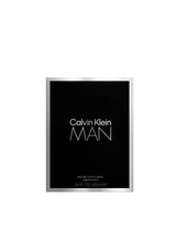 Eau de toilette box with Calvin Klein MAN logo on a black panel