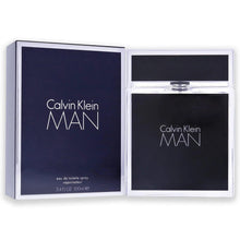 Calvin Klein Man eau de toilette spray gift set, navy box with open inner tray and logo