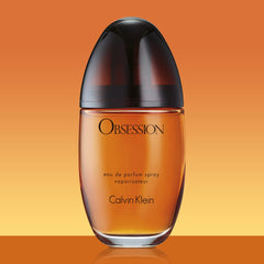 Calvin Klein Obsession perfume for women in a sleek bottle with an amber hue for a captivating scent experience