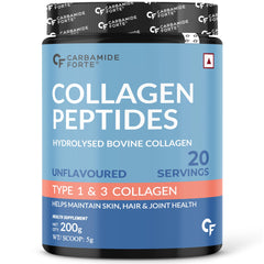 Carbamide Forte collagen peptides jar unflavoured hydrolyzed collagen powder for skin hair and joint health