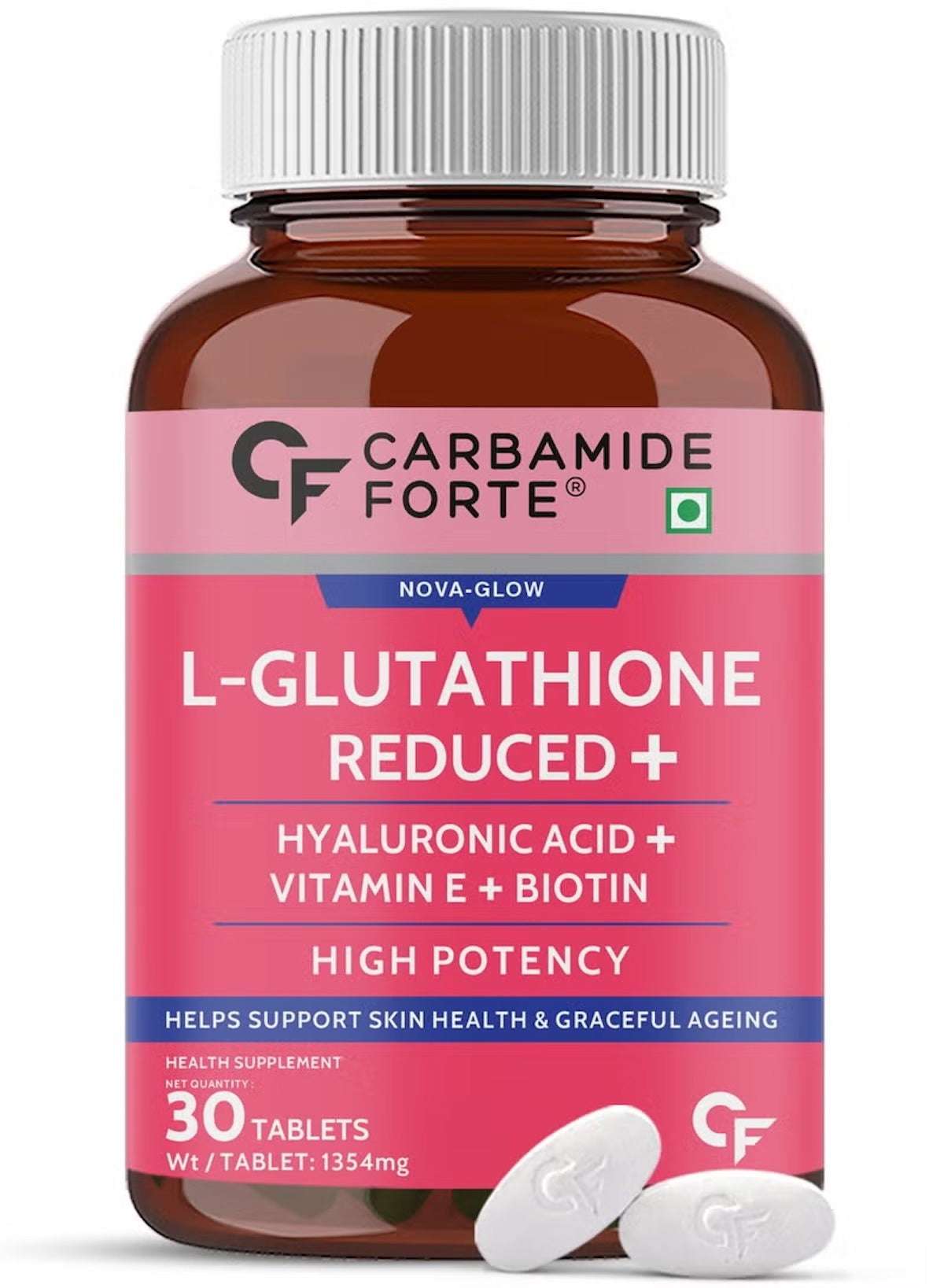 CARBAMIDE FORTE L Glutathione tablets for skin health with Hyaluronic Acid and Biotin, 30 tablets