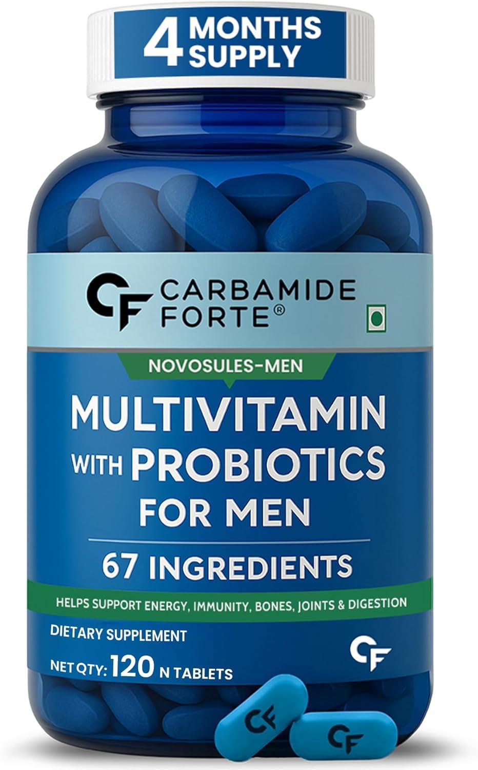 Carbamide Forte multivitamin for men with probiotics, 120 tablets for energy and immunity support