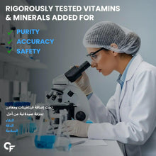 Laboratory scientist wearing gloves and hair net using a microscope
