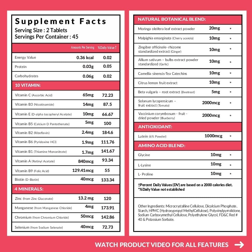 Carbamide Forte supplement facts label with vitamins minerals botanical blend for vegan collagen supplements for women