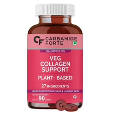 Carbamide Forte vegan collagen supplement bottle with Veg Collagen Support label