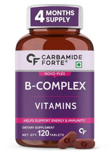 Carbamide Forte B-Complex vitamin tablets bottle, 120 tablets, 4 months supply label