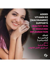 Carbamide Forte B-Complex vitamins promotional graphic featuring vitamin B3 skin support