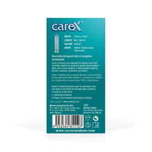 Carex dotted condom box back panel with barcode and product details