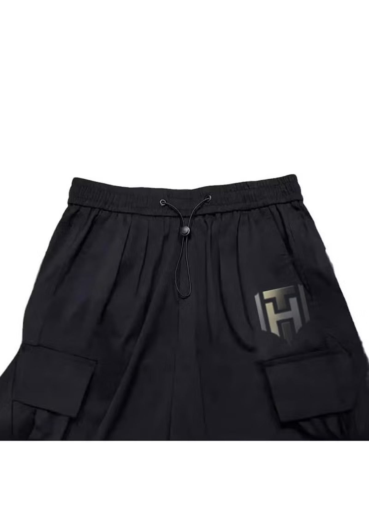 Huitich black cargo style wide leg pants for ladies with drawstring waist and side pockets