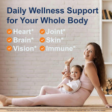 Carlson Omega-3 supplement 'Daily Wellness Support' banner with body wellness icons