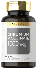 Carlyle bottle of chromium picolinate 1000mcg tablets 360 vegetarian dietary supplement