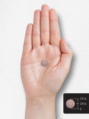 Carlyle round speckled tablet resting on palm with size scale illustration chromium picolinate 1000mcg tablets