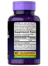 Melatonin 12 mg supplement bottle back label with directions and ingredients