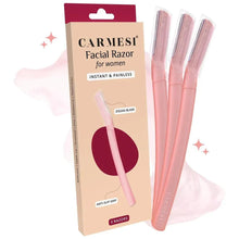 Facial hair razor set with pink handle and protective cap, 3 razors included