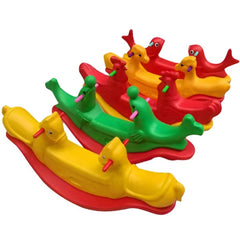 Huitich cartoon animal seesaw for toddlers in yellow red and green plastic with animal shapes