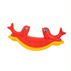 Huitich cartoon animal seesaw for toddlers with red bird design and yellow base plastic seat