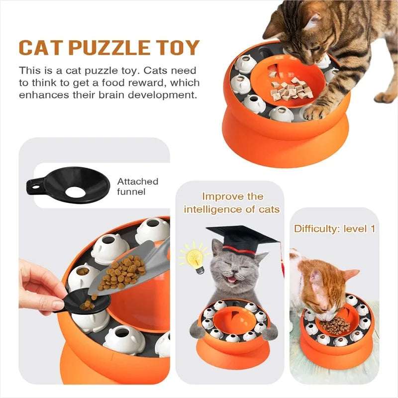 Mumzar cat puzzle feeder bowl designed to enhance brain development for cats during mealtime