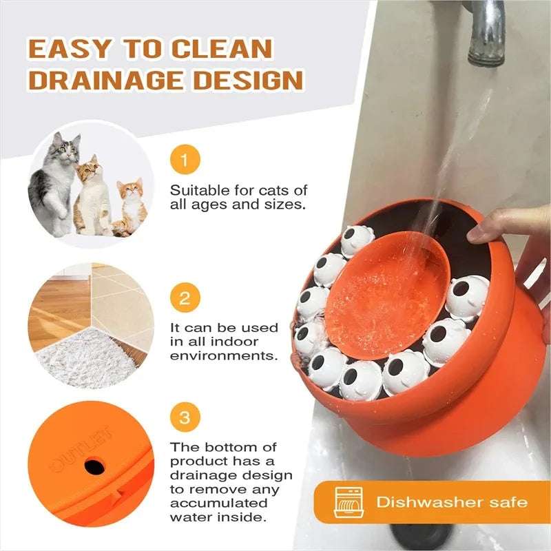 Mumzar cat puzzle feeder bowl with easy clean drainage design for indoor use