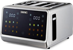 Geepas Digital 4-Slice Toaster- GBT36569UK/ 6 Modes, Removable Crumb Tray and Stainless Steel Housing, Defrost,