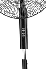 Black+Decker stand fan control panel with three speed settings and buttons