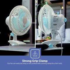 Geepas-2-in-1 Desk Fan, Clip Fan with Oscillation, GF9626N | Safety Grill | Plastic Clip Fan with 3 Blades | 30W Powerful Motor | Ideal for Home, Office, Etc