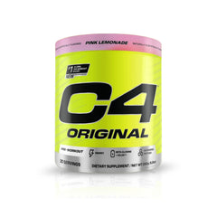 Cellucor C4 Original pre-workout UAE Pink Lemonade 30 servings tub bright yellow dietary supplement