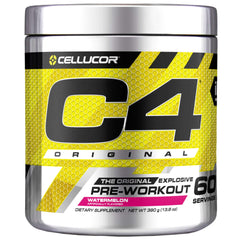 Cellucor C4 pre workout powder original watermelon flavor 60 servings yellow label silver jar