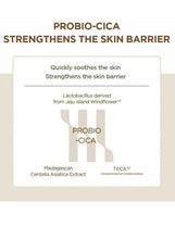 Face cream packaging panel for Probio-Cica barrier strengthening with ingredient diagram