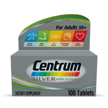 Centrum Silver multivitamin box, 100 tablets for adults 50+, with lutein