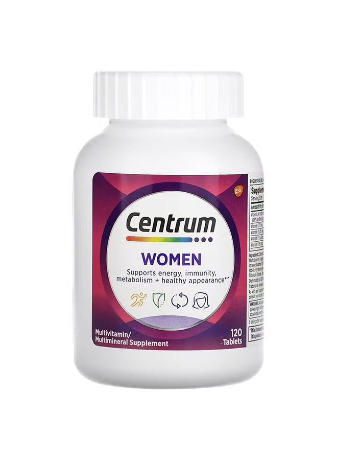 Centrum Women's Multivitamin and Multimineral Supplement with 120 Tablets for energy and immunity support