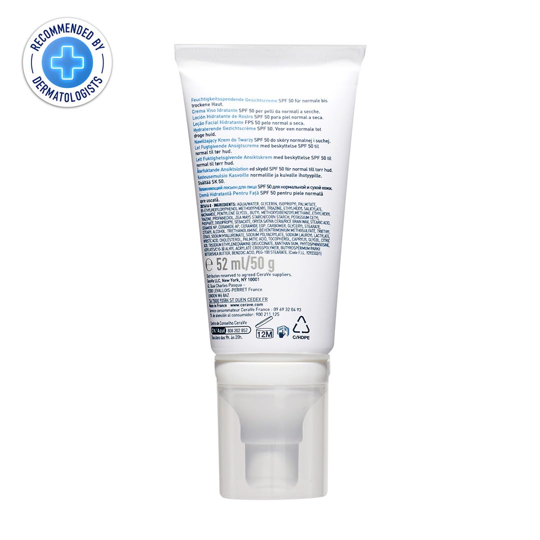 CeraVe AM Moisturizing Lotion SPF 50 UAE in a 52ml tube for daily sun protection and hydration