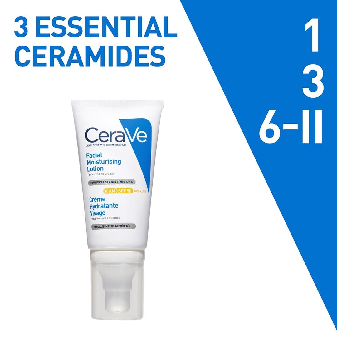 CeraVe AM Moisturizing Lotion SPF 50 UAE with essential ceramides for daily skin hydration
