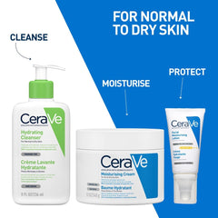 CeraVe AM Moisturizing Lotion SPF 50 UAE with hydrating cleanser and moisturizing cream for dry skin