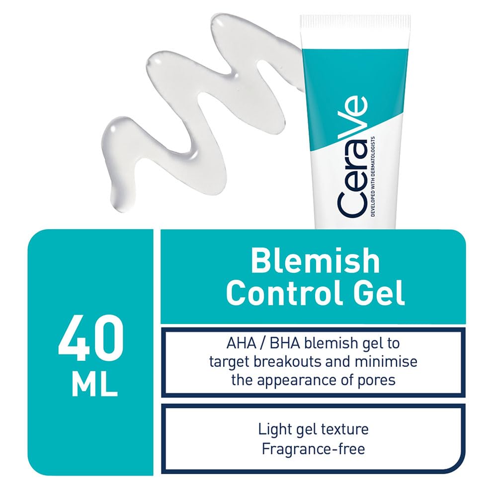 CeraVe blemish control gel in a 40 ML tube, designed to target breakouts and minimize pores