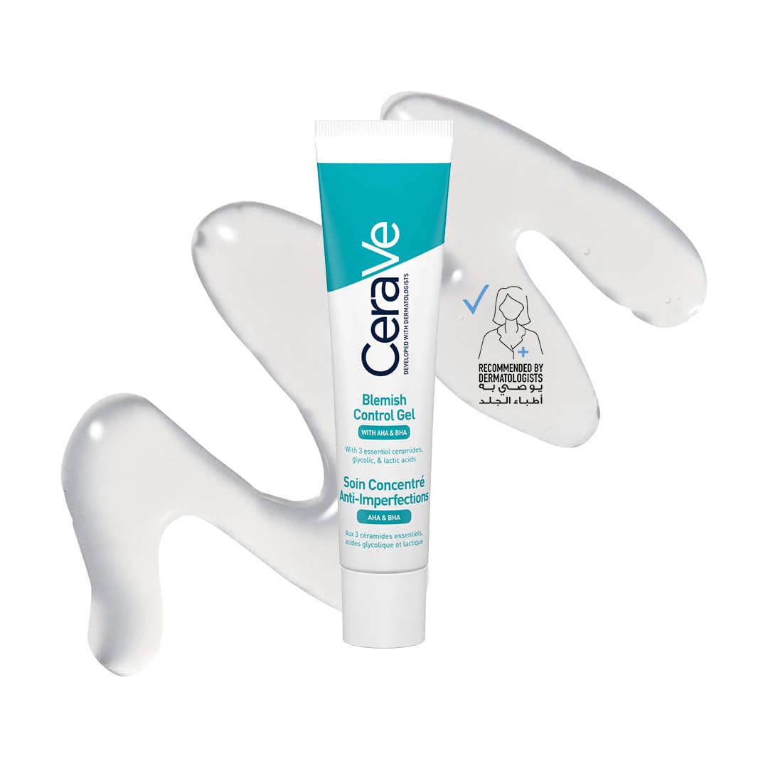 CeraVe blemish control gel in a tube with gel texture for acne treatment and skin clarity
