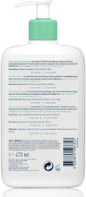 CeraVe foaming cleanser pump bottle, back text and barcode; white bottle with green cap