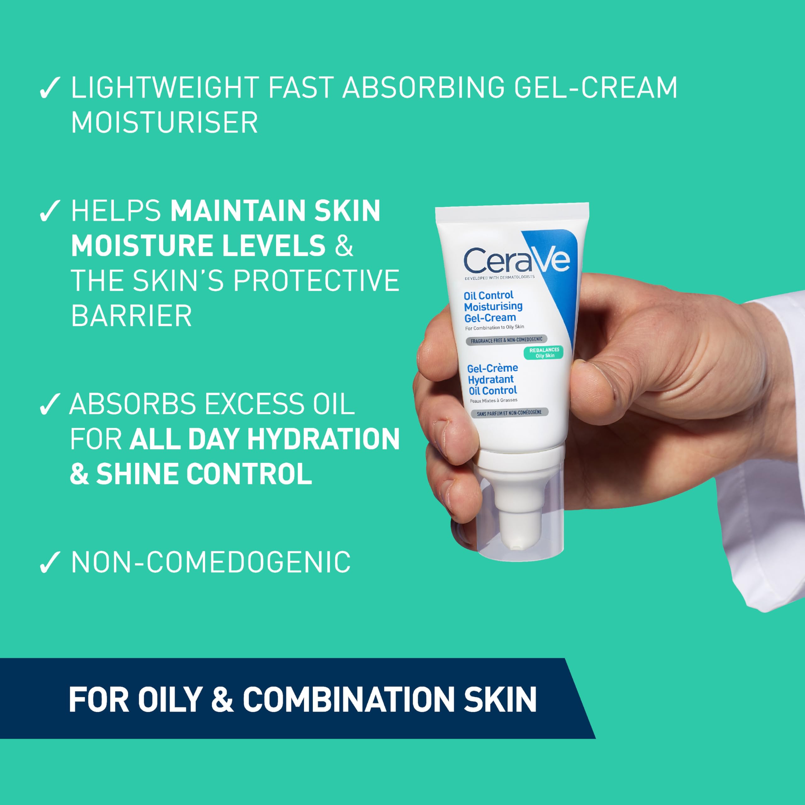 CeraVe oil control gel cream for oily skin designed to hydrate and absorb excess oil all day