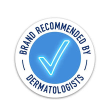 Dermatologist recommended seal badge with glowing check icon