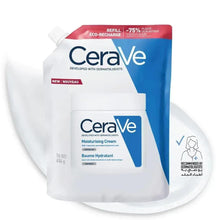 CeraVe refill moisturizing cream pouch, 454 g, white with blue/red header
