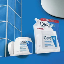 CeraVe moisturizing cream jar and refill pouch, side view