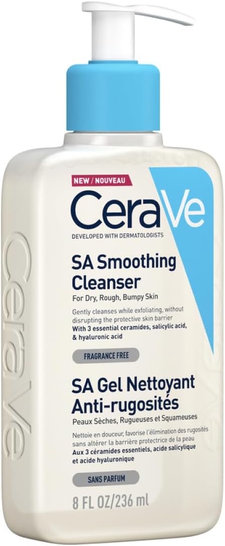 CeraVe salicylic acid face wash in an 8-fl oz bottle for smooth and clear skin