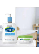 Cetaphil Gentle Skin Cleanser bottle with small travel size on countertop