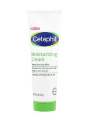 Cetaphil moisturizing cream in a 3 oz tube for dry to very dry skin with glycerin and vitamins B3 and B5.