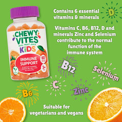 Chewy Vites Kids Immune Support gummy bottle with oranges and vitamin callouts chewy vites immune vitamins for children